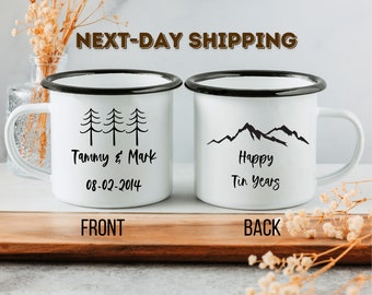 Personalized 10th Anniversary Campfire Mug | Happy Tin Years Gift