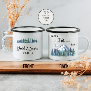 10 year wedding anniversary gift for husband | Tin Year Anniversary Mug | Personalized 10th Wedding Celebration Gift | ten years together |