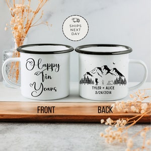 Personalized 10th Anniversary Campfire Mug: Tin Year Gift