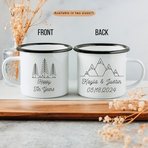 Personalized 10th Anniversary Campfire Mug: Happy Tin Years Gift