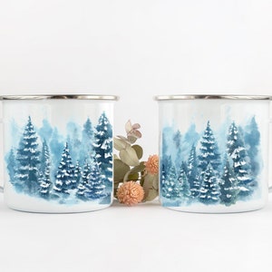 Nature Mug | Winter Mug | Forest Landscape Coffee Mug | Christmas Mug Gifts for Her | Christmas Camp Mug