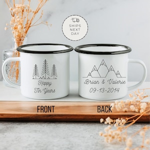 Personalized 10th Anniversary Campfire Mug: Tin Year Gift