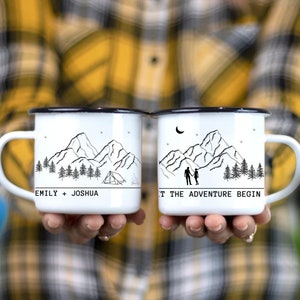 Newlywed Gift, Engagement Gift Custom Mug, Wedding Gift For Couple Personalized, Mountain Wedding, Couple Adventure Gift, Anniversary Gift