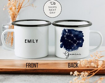 Personalized Gemini Zodiac Camping Mug: Astrological Gift