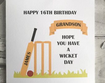 Personalised Birthday Card/Cricket Birthday Card/Any Age Birthday Card/Any Relative Birthday Card #50W