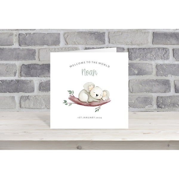 Personalised Baby Card/Koala Baby Card/Welcome to the world card/New Baby card #12WK
