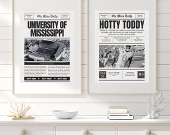University of Mississippi Wall Prints // Set of 2 // Hotty Toddy, ole miss, classy dorm room decor, old money, black and white, wall prints