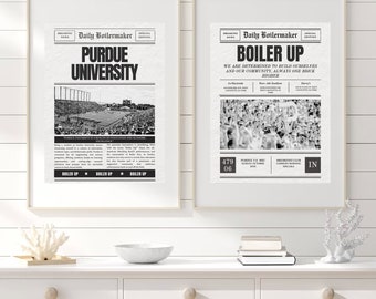 Purdue University Wall Prints // Set of 2 // boiler up, classy dorm room decor, old money, black and white, wall prints