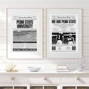 Impresiones de pared de la Universidad Estatal de Pensilvania // Juego de 2 impresiones digitales // Somos, decoración elegante de dormitorio de la PSU, dinero antiguo, blanco y negro, impresiones de pared
