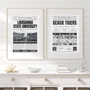 Louisiana State University Wall Prints // Set of 2 // LSU, classy dorm room decor, old money, black and white, wall prints