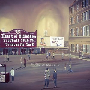 Hearts - Tynecastle Park 1950&#39;s (Heart of Midlothian)  -  A3  print