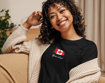 Koszulka Canadian Pride: luźny krój damski, z flagą z liściem klonowym