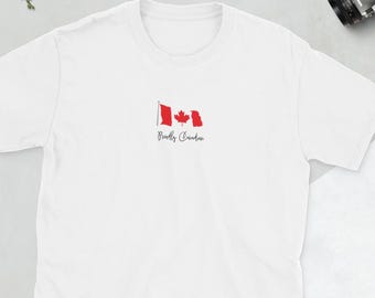 Proudly Canadian T-Shirt: Maple Leaf Flag Graphic, Unisex Cotton Tee