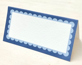 Blue Scallop Place Card | Name Card, Placecard, Place Setting, Table Accessories