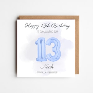 13TH BIRTHDAY CARD | 13 Birthday Card | 13th Birthday Gift for Boy | Personalised Birthday Card for Teenager | Birthday Card for Son