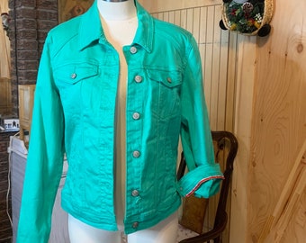 dark green jean jacket