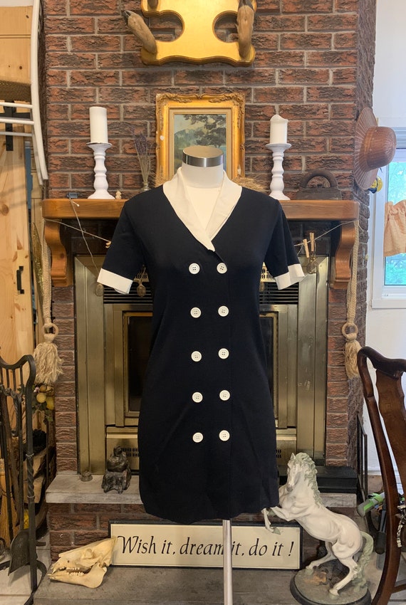 Preowned double breasted black and white dress. - image 1