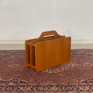 Danish teak newspaper rack magazine holder vintage