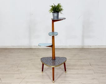 Table d'appoint vintage à plusieurs niveaux en forme de rein / support à plantes / magnifique présentoir à fleurs style années 50