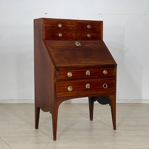 Credenza inglese in stile coloniale, scrittoio, scrivania, cassettiera, VINTAGE