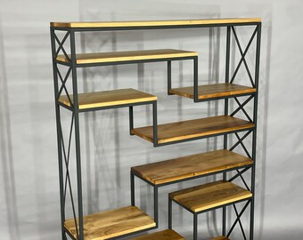 Buy Iron Shelf Metal Shelf Solid Wood Bookshelf Industrial Design