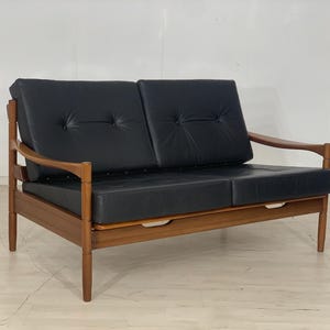 Divano danese in teak divano daybed allungabile IN PELLE VINTAGE