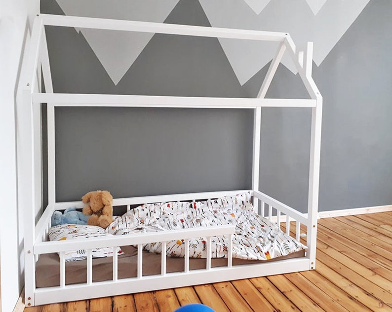 Onfloor House Bed Wooden Frame Bed Montessori House Bed Etsy