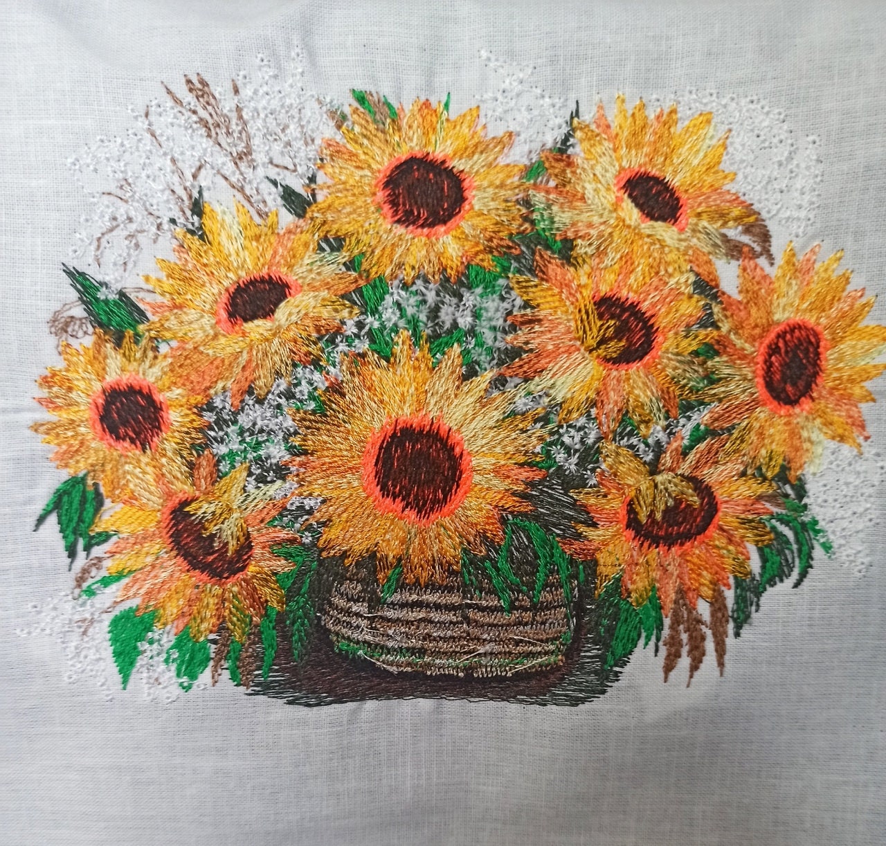 9 Sunflowers Machine Embroidery Designs Floral Embroidery Etsy