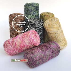 4 mm Polyester Braided Cord for Macrame Bags Macrame Keychains, Macrame Coasters, Wristlets - 90 m (95yd) 4 mm Rope