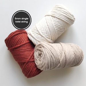5mm Macrame Super Soft Delux Quality Cord - Single Twist | Macrame String 5 mm