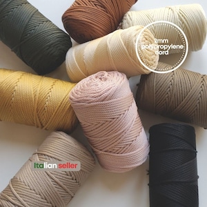2mm Polypropylene Braided Cord for Macrame Bags Macrame Keychains, Macrame Coasters, Wristlets - 100g