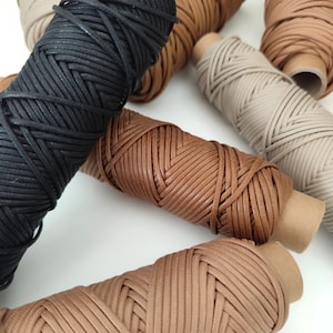Cotton Waxed Cord 2.5 mm, 3.5 mm | Macrame Cord for Bags, Wristlets, Macrame String Leather Look
