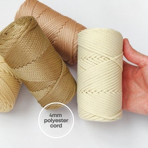 4 mm Polyester Braided Cord for Macrame Bags Macrame Keychains, Macrame Coasters, Wristlets - 95 m (103yd) 4 mm Rope
