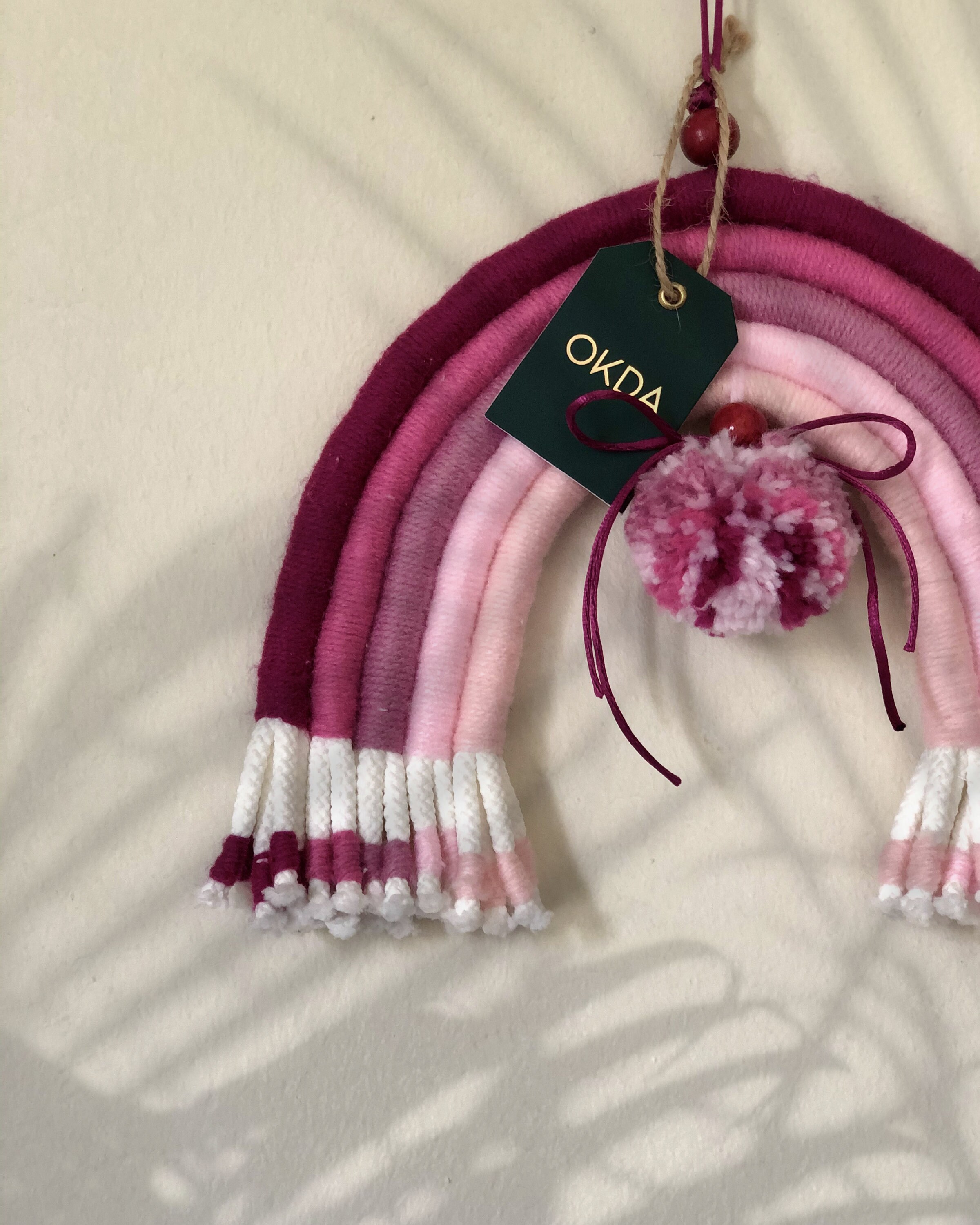 Macramé Arc-En-Ciel Rose Artisanal Pink Rainbow Macrame Wall Hanging Decoration Baby Girl Bedroom De