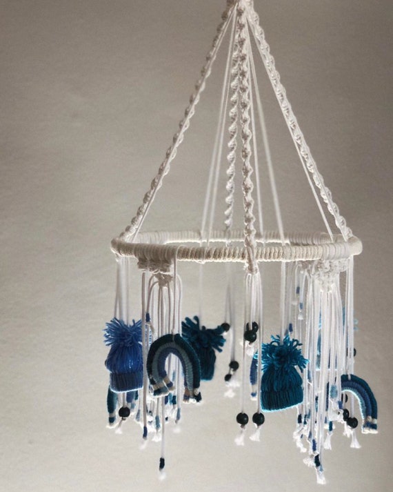 Macrame Baby Mobile Macrame Moon Baby Nursery Decor Baby Etsy