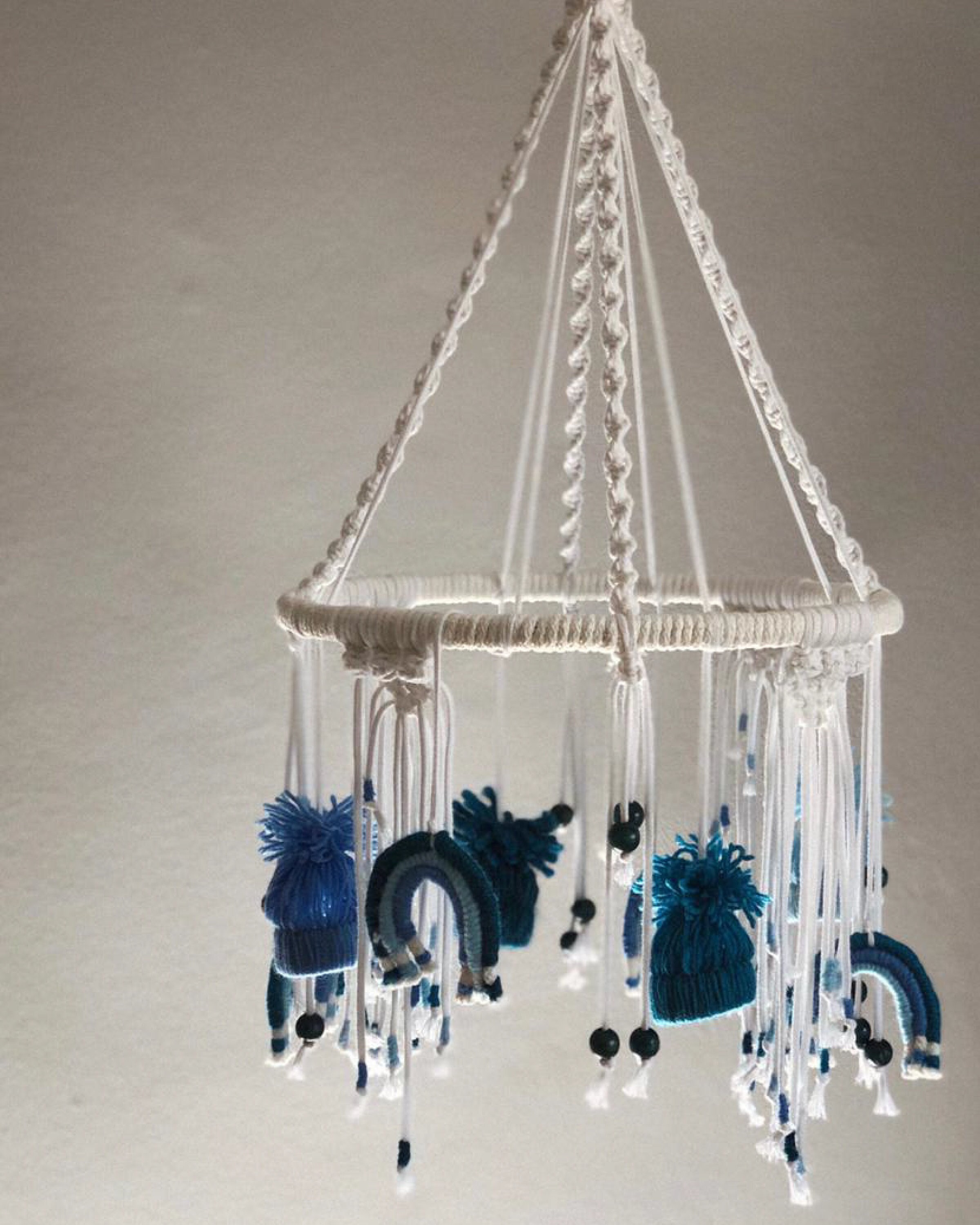 Macrame Baby Mobile Macrame Moon Nursery Decor Boy Rainbow Shower Gift