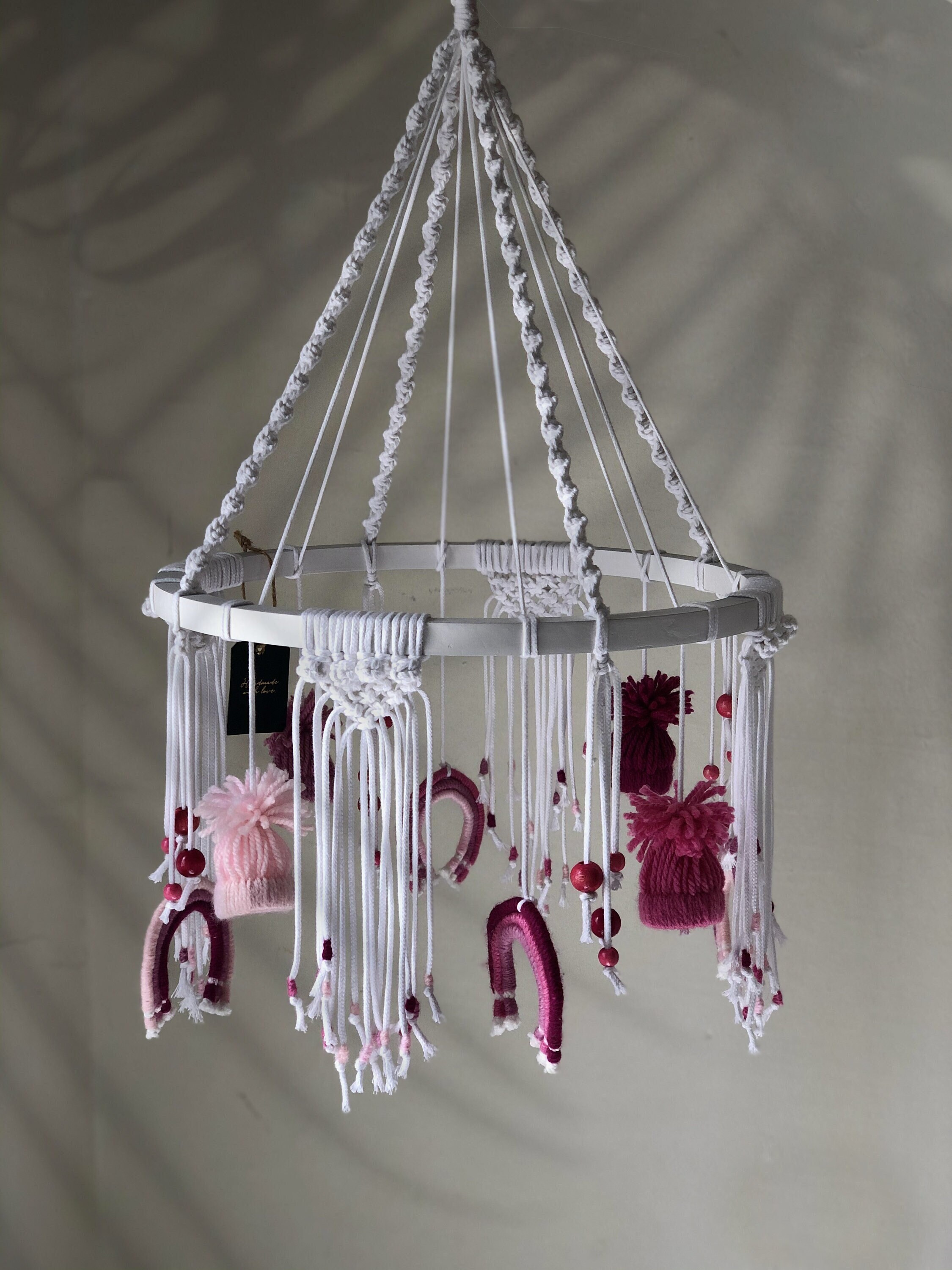 Macrame Baby Mobile Macrame Moon Nursery Decor Girl Rainbow Shower Gift Baby Decor