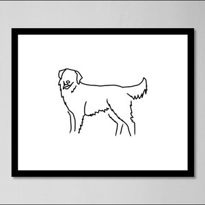 Golden Retriever Dog Line Drawing | Minimalist Wall Art | Digital Print | Golden Retriever Dog Portrait