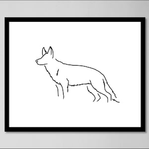 German Shepherd Dog Line Drawing | Minimalist Wall Art | Digital Print | German Shepherd Line Art