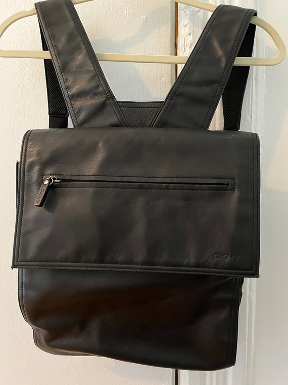 etsy black leather backpack
