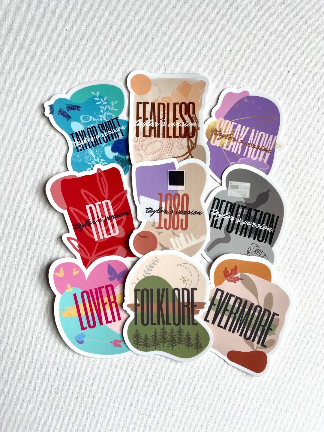 Taylor Swift Album Inspired Stickers Handmade Weatherproof Sticker