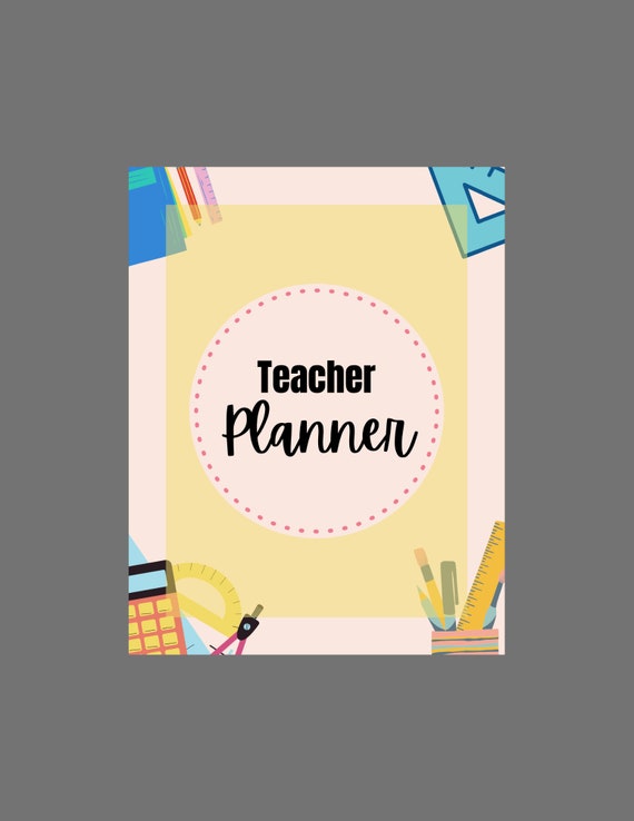 Teacher Planner Cover Page Printable File Digital Cover Etsy Canada