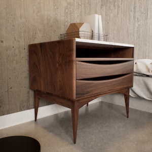 nightstand with drawers, bedside table, mid century modern nightstand, small table for bedside