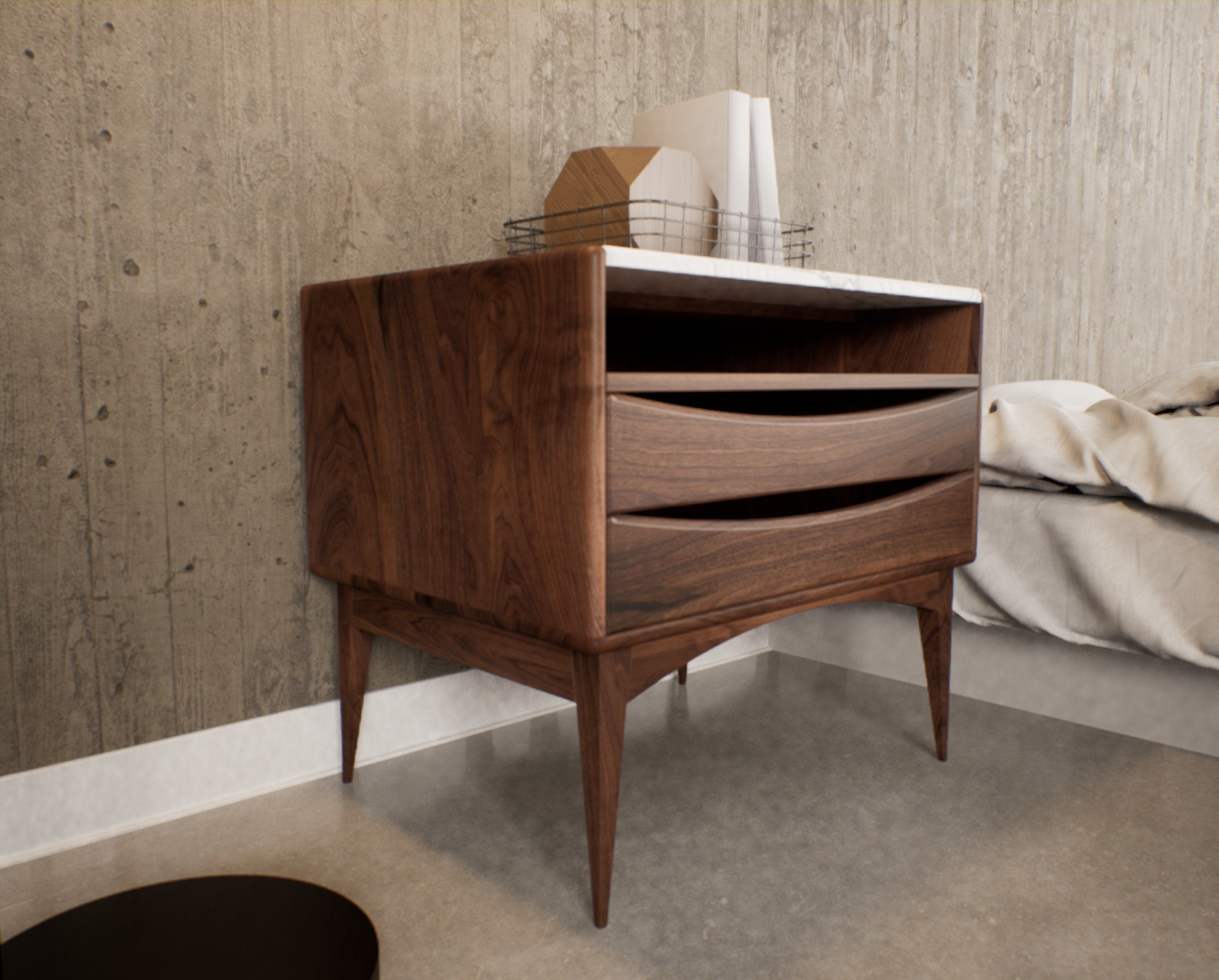 3 drawer mid century nightstand outlet