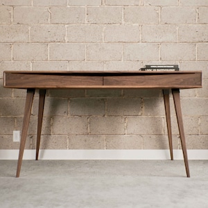 Mid century Modern Walnut office desk with two solid walnut drawers study desk console desk solid wood desk Antique Writing desk