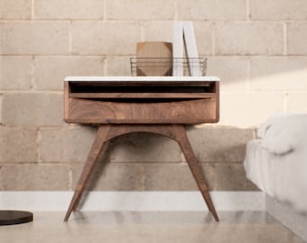 Mid century modern nightstand, nightstand with drawers, bedside table, small table for bedside