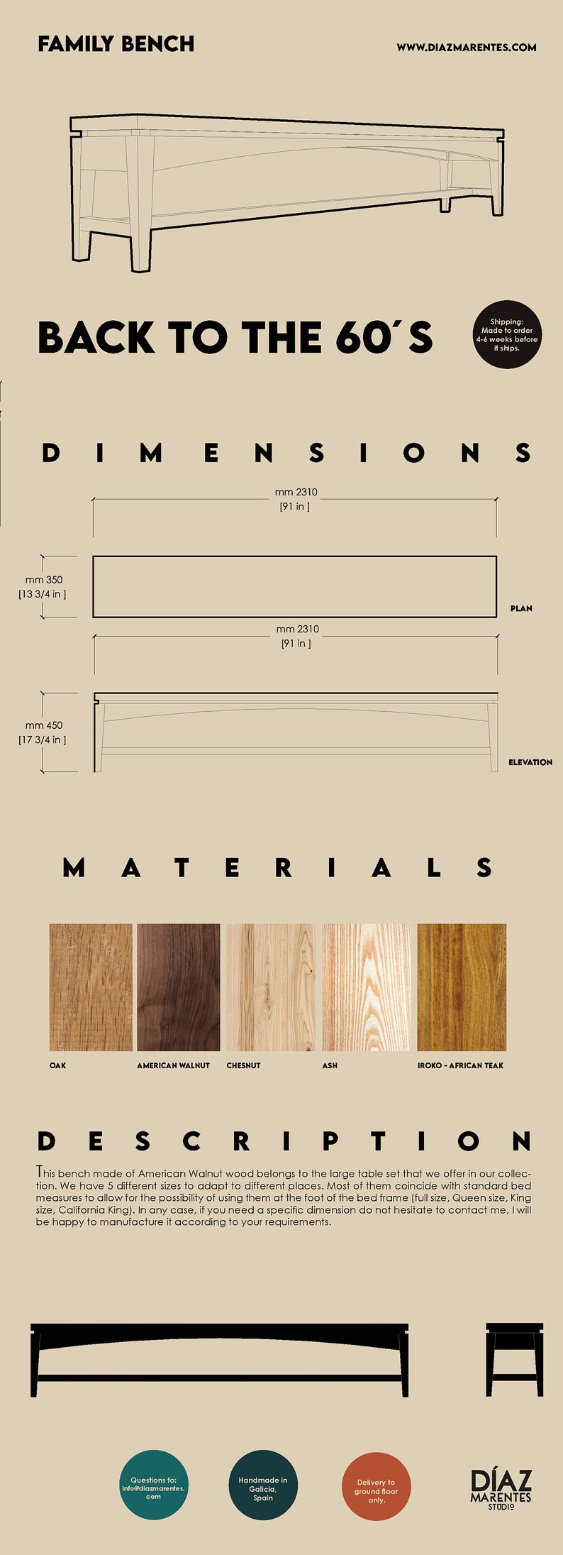 Entryway bench in different sizes to be use as a shoe bench or bedroom bench, wood bench, rustic bench and patio furniture image 4