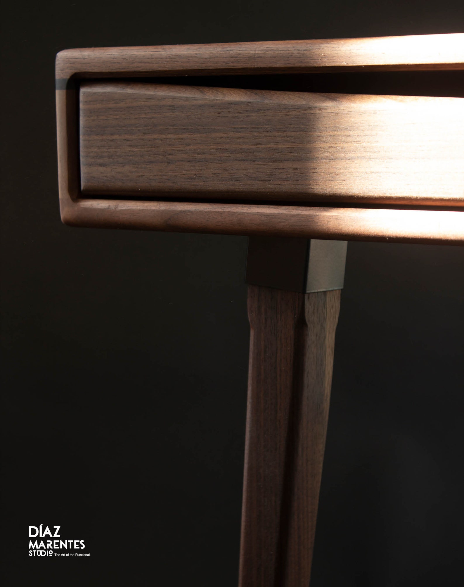 Mid Century Modern Walnut Office Desk With Two Solid Walnut Drawers ...