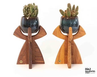 Suporte para plantas de meados do século Suporte para plantas de interior Suporte para plantas de madeira Suporte para plantas suculentas Presente da mãe Decoração de escritório Suporte para plantas de madeira Decoração de casa de fazenda