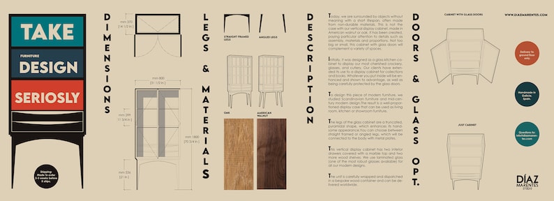 K&ouml;nnte beinhalten: Eine Schwarzwei&szlig;zeichnung eines Schranks mit Glast&uuml;ren und Regalen. Der Schrank ist 80 cm breit, 180 cm hoch und 37 cm tief. Der Schrank ist aus Holz und hat ein modernes Design. Der Text "Take Design Seriously" ist in Rot und Blau auf der linken Seite des Bildes. Der Text "Doors & Glass Opt." ist in Schwarz auf der rechten Seite des Bildes.